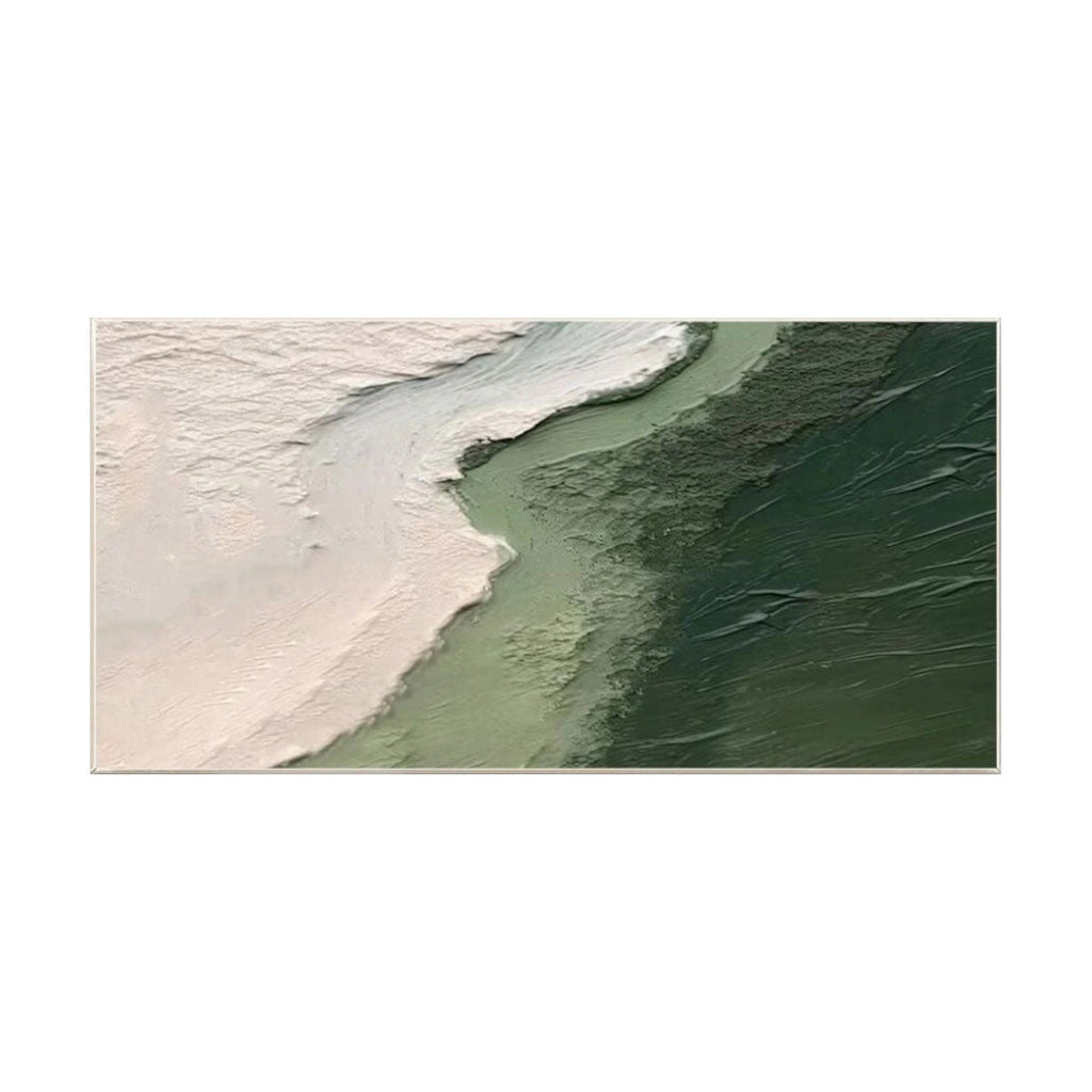 Emerald Shore Green Abstract Seascape Painting