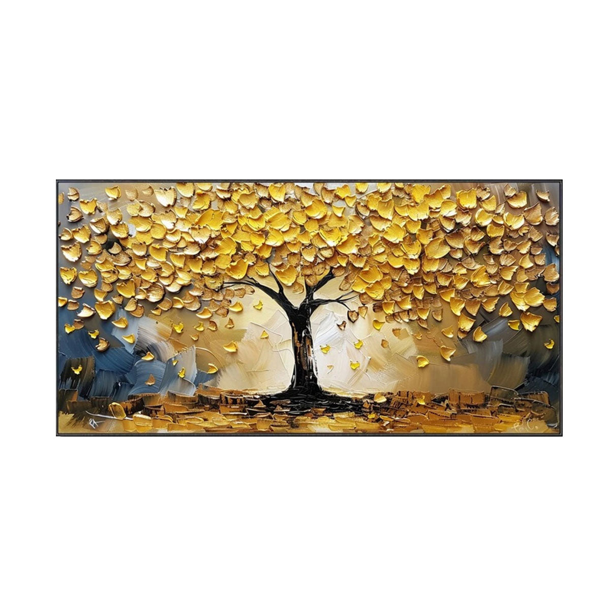 Golden Harvest Tree Abstract Painting