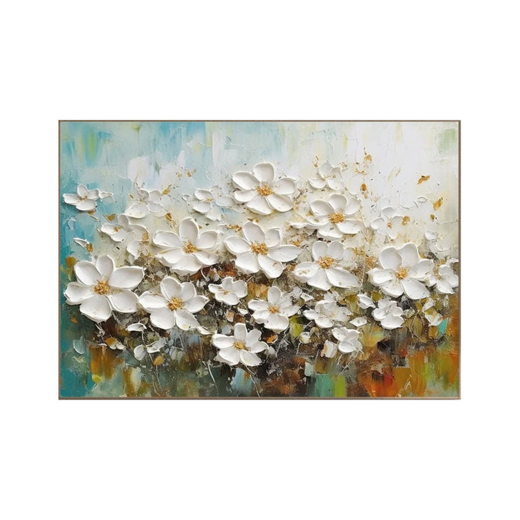 Soft Glow White Floral Abstract Painting