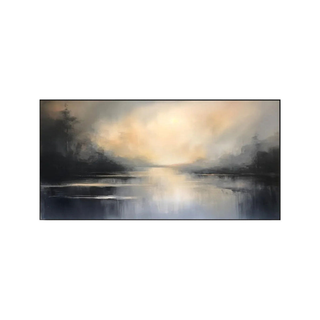 Silent Glow Misty River Abstract Painting