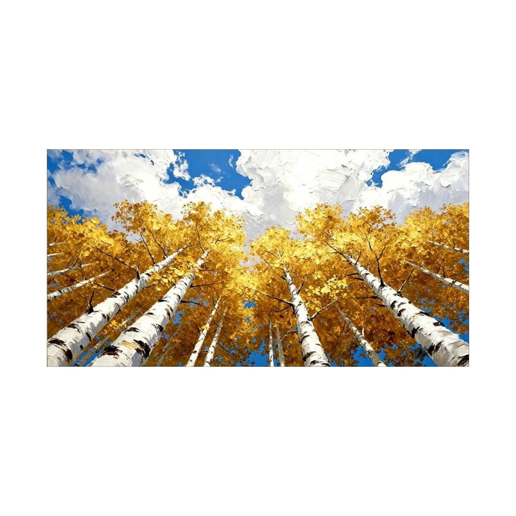 Golden Canopy Autumn Birch Painting
