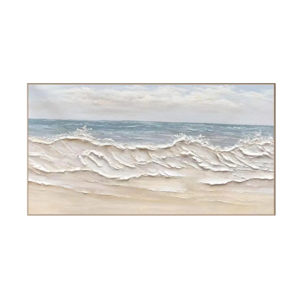 Creamy Shoreline Waves – Textured Coastal Painting