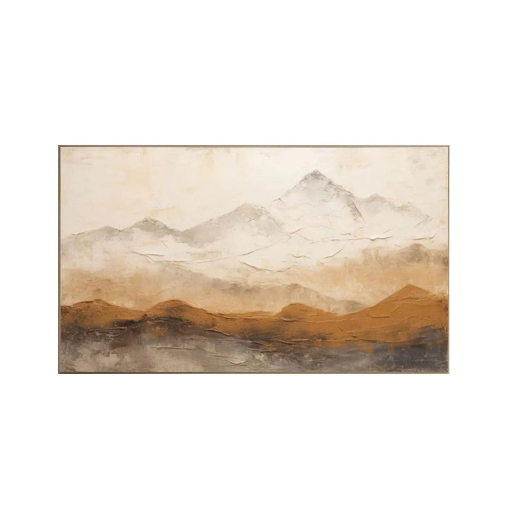 Golden Mist Mountain Textured Painting