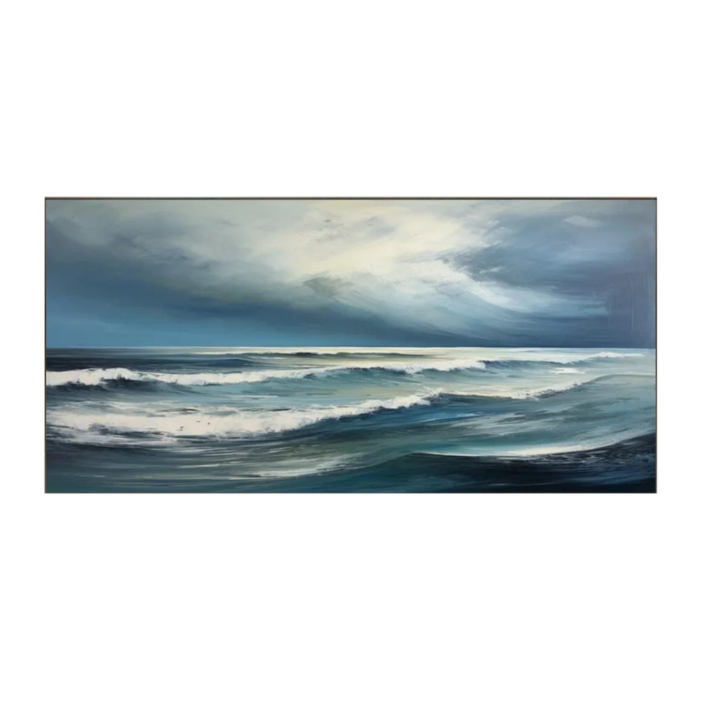 Deep Blue Ocean – Textured Waves Seascape Painting