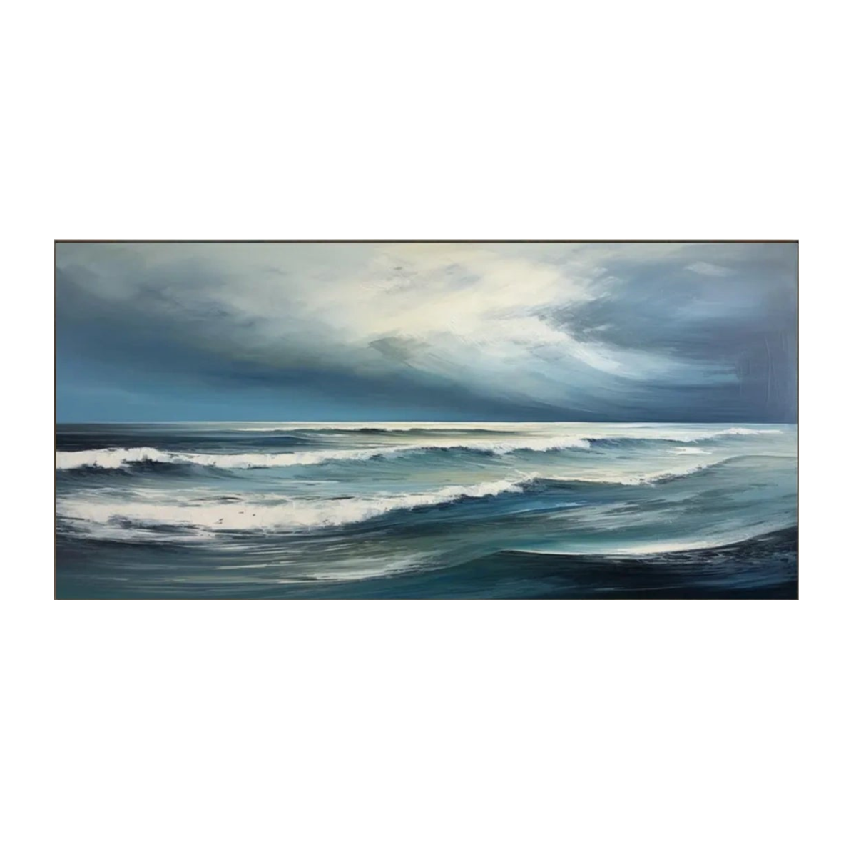 Deep Blue Ocean – Textured Waves Seascape Painting