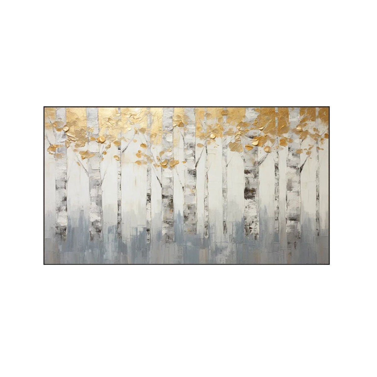 Golden Whisper Birch Forest Painting