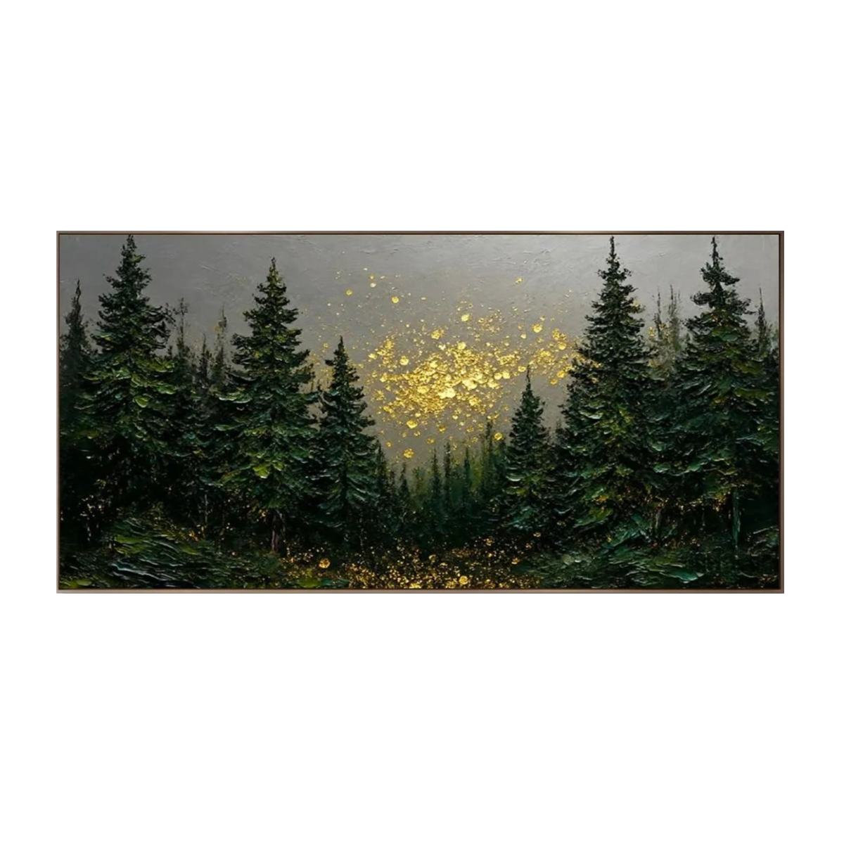 Enchanted Forest Gold Glow – Textured Landscape Painting
