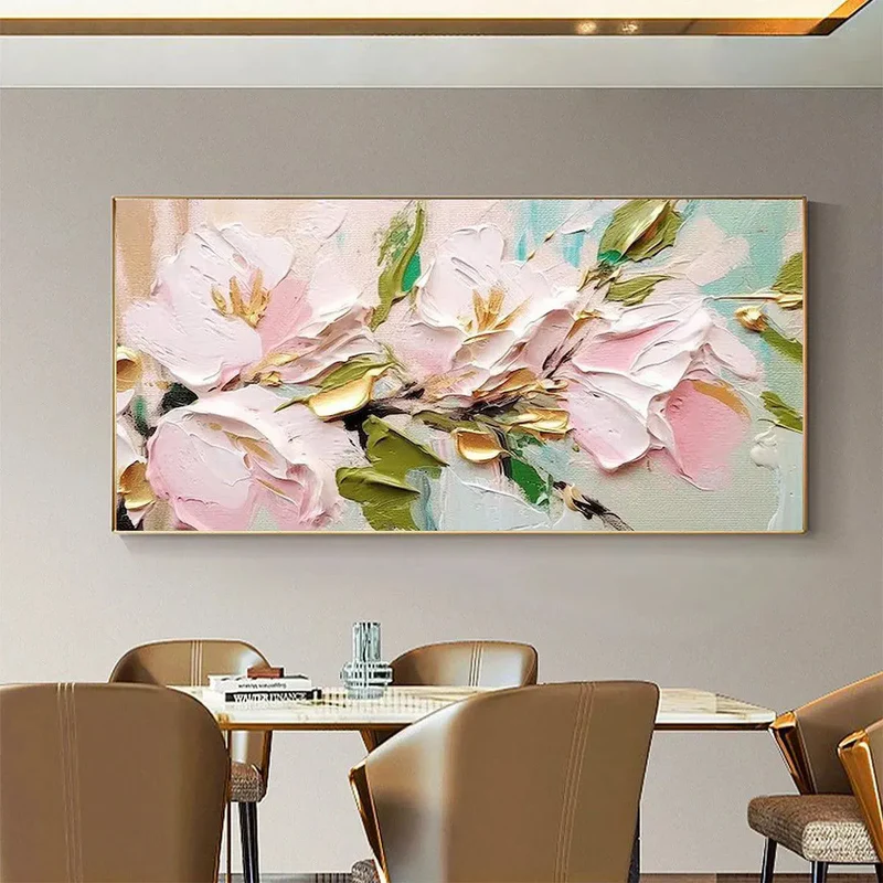 Soft Pink Magnolia Textured Painting