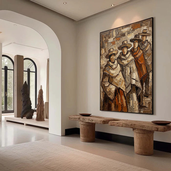 Cultural Quartet – Earth Tone Textured Figurative Painting