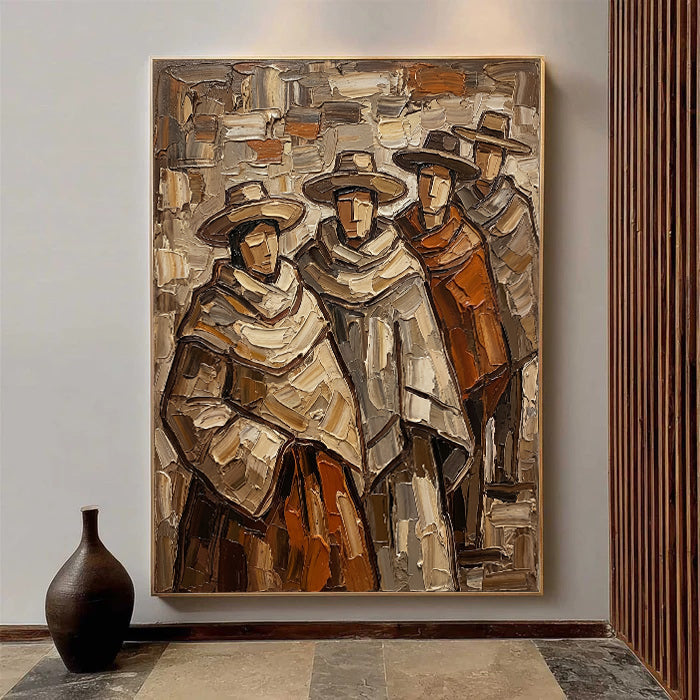 Cultural Quartet – Earth Tone Textured Figurative Painting