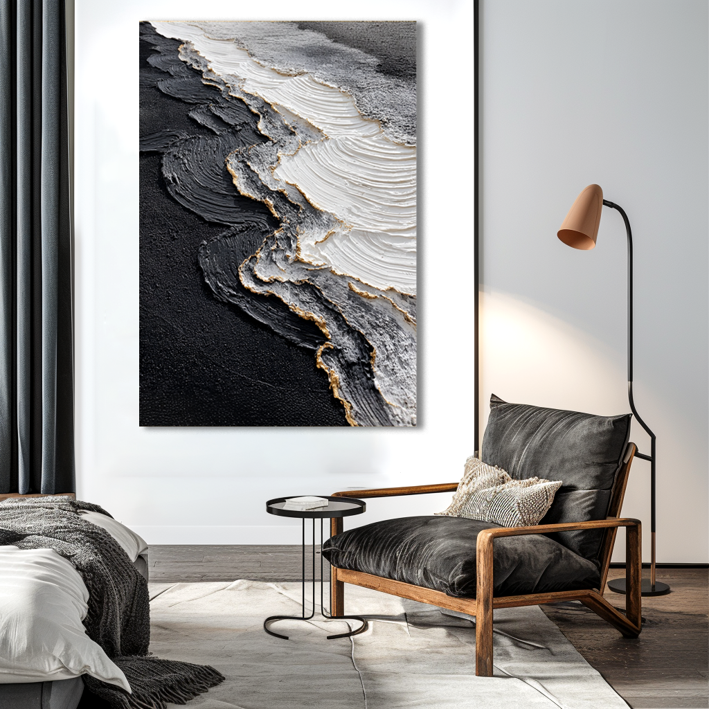 Black and White Textured Abstract Painting #ART21