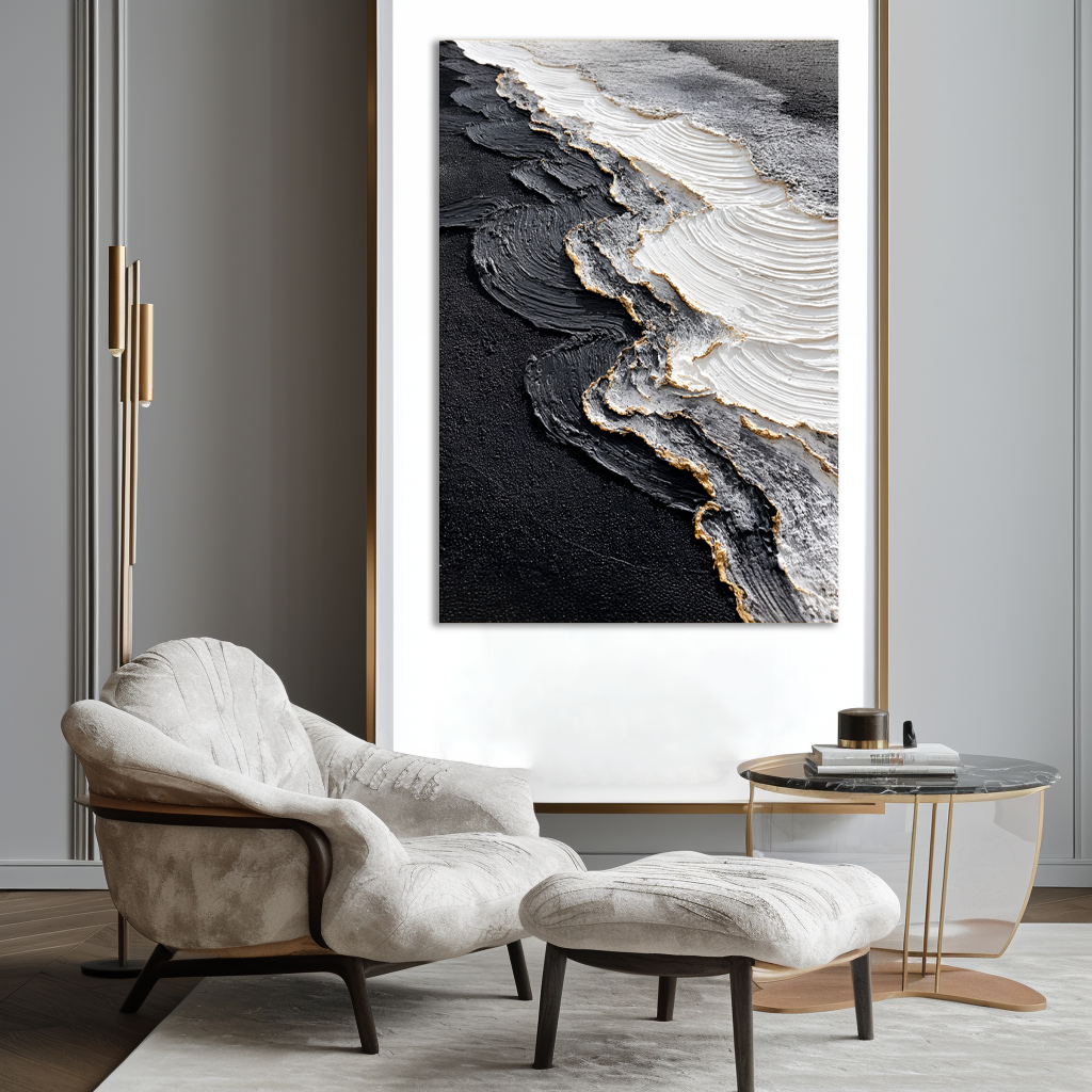 Black and White Textured Abstract Painting #ART21