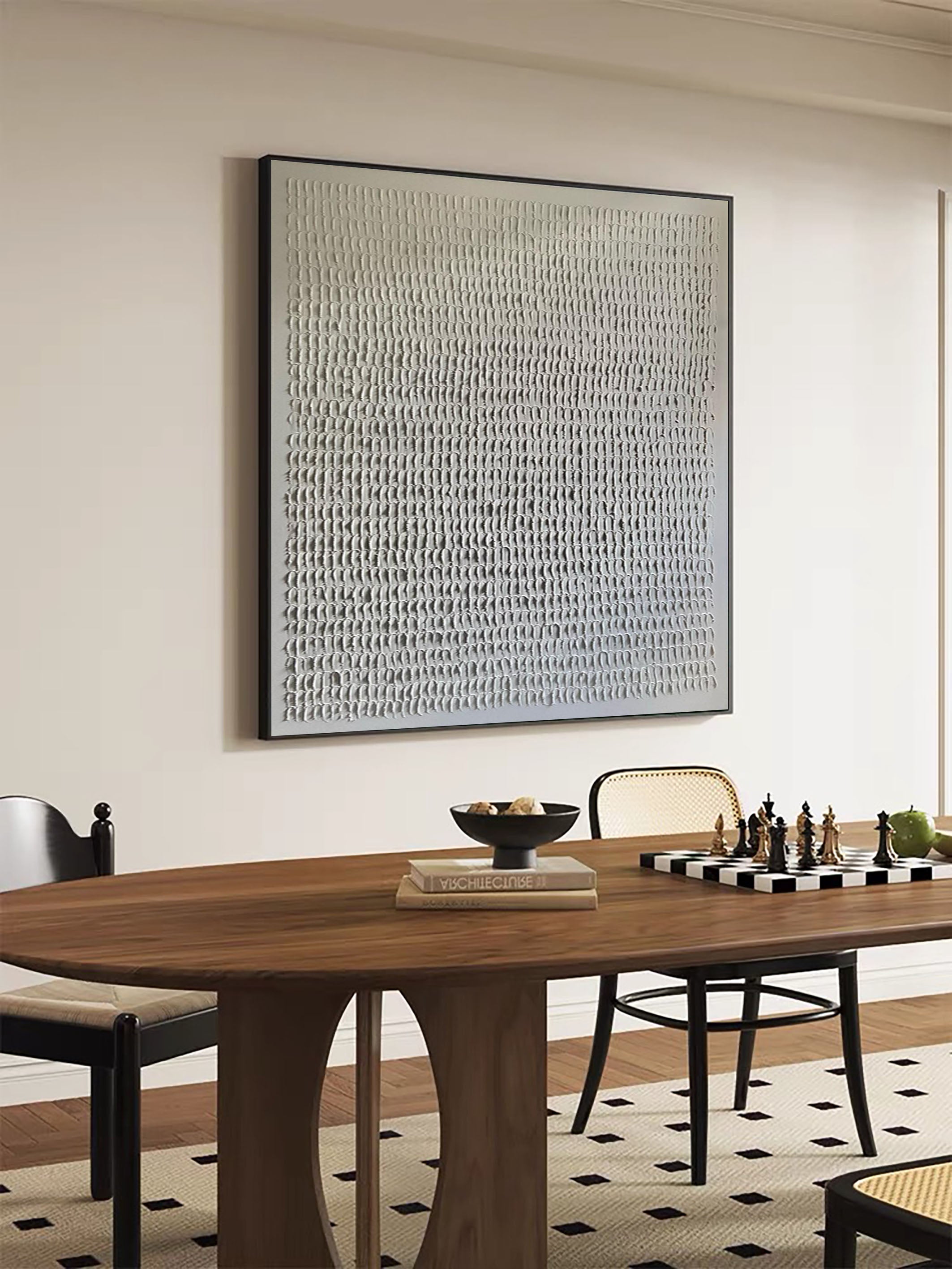 Silent Rhythm White Abstract Painting