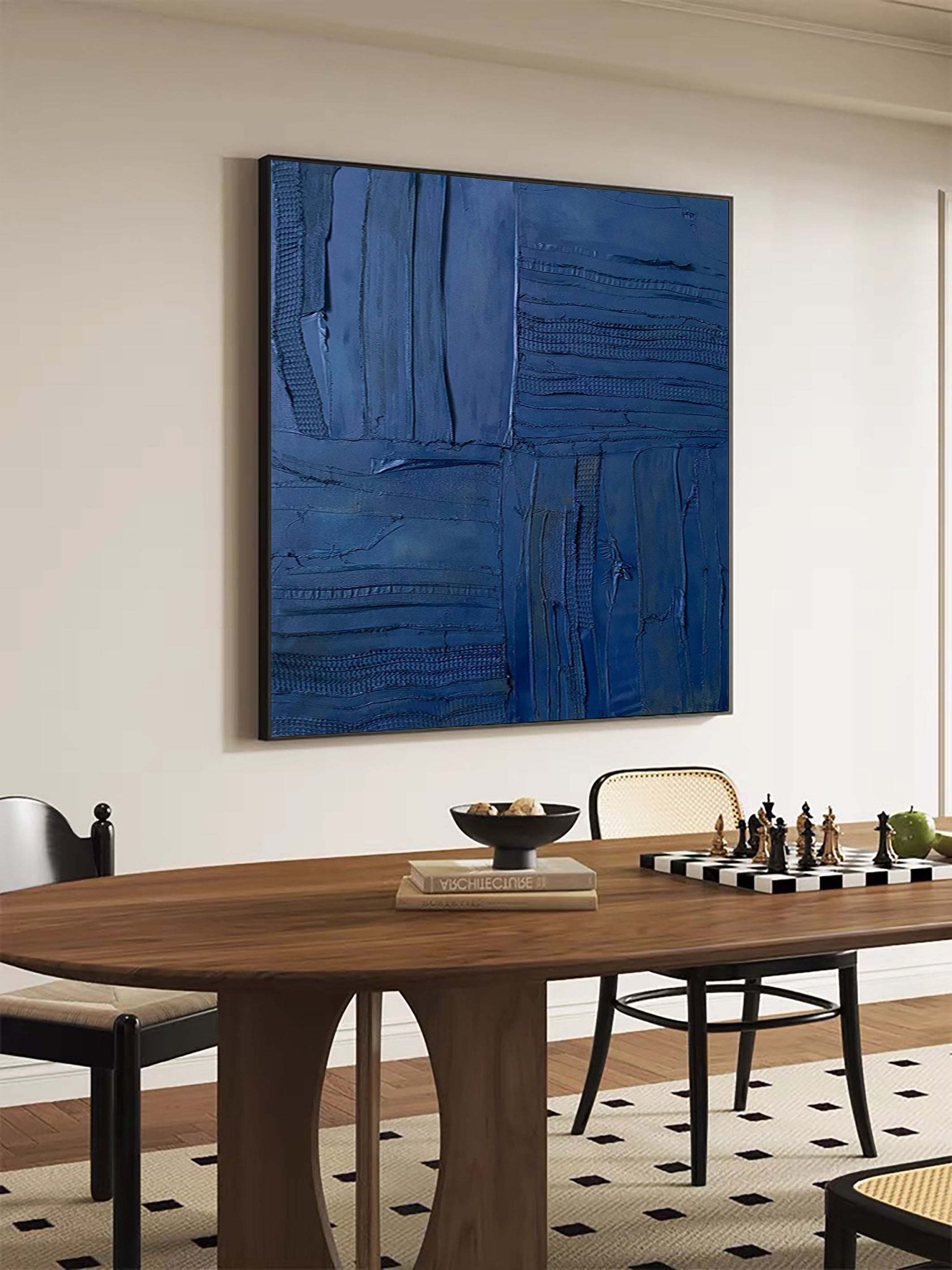 Midnight Indigo Textured Abstract Painting