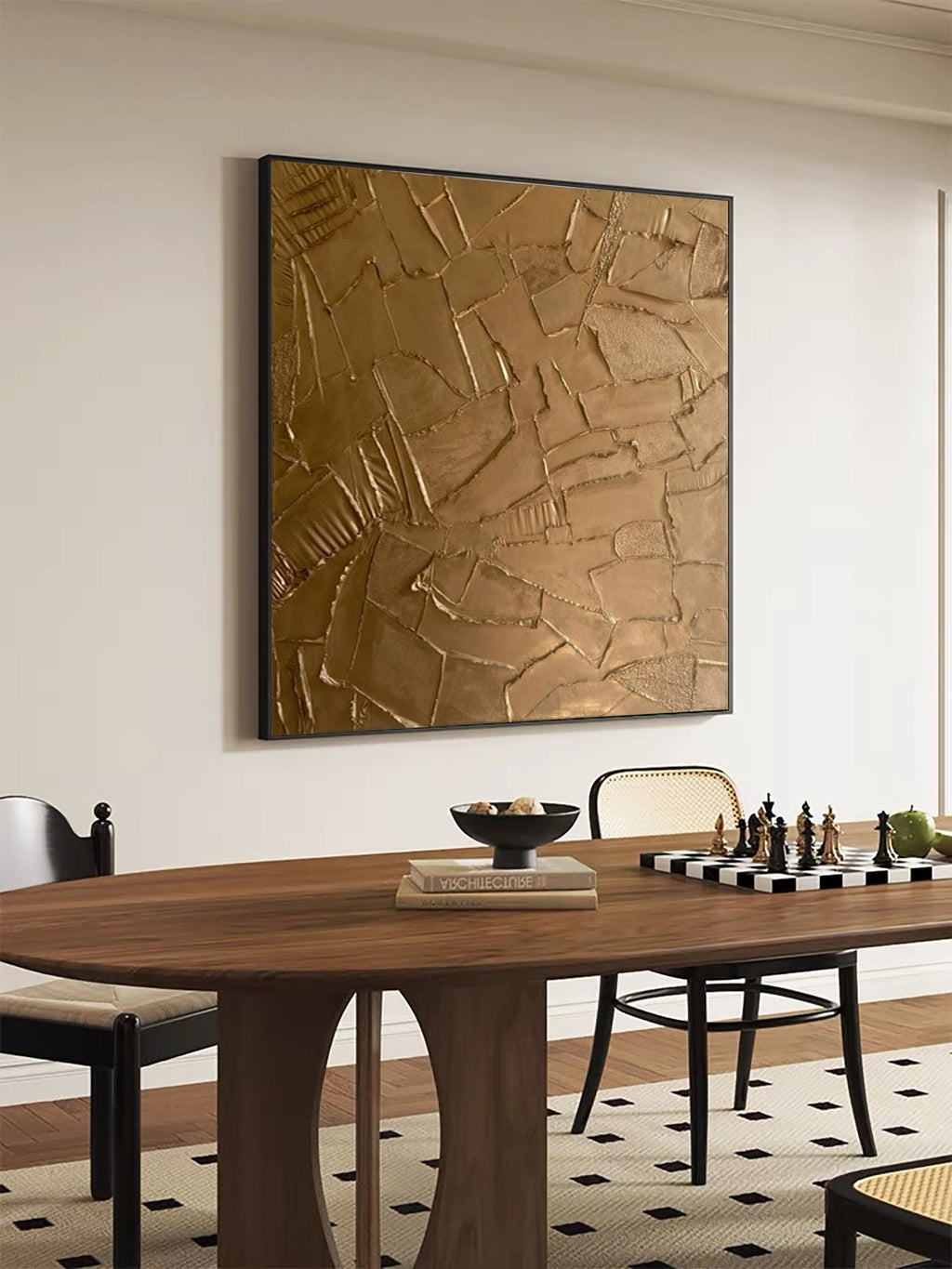 Golden Fragment Textured Abstract Painting