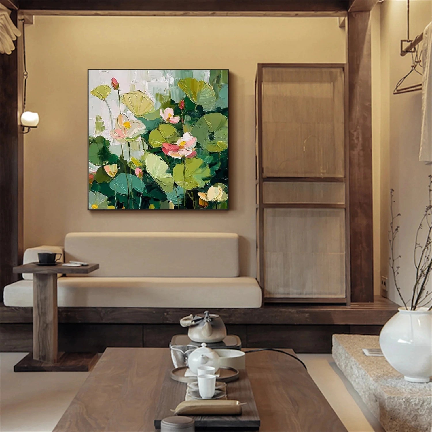 Gentle Lotus Garden Abstract Painting