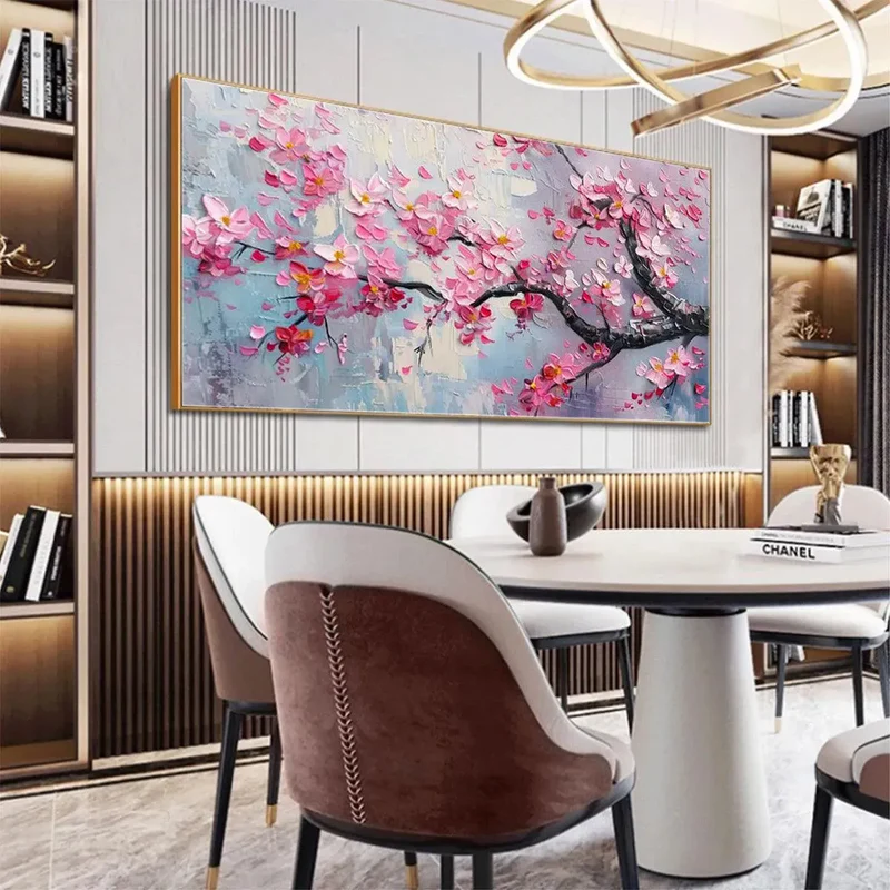 Pink Cherry Tree Textured Painting