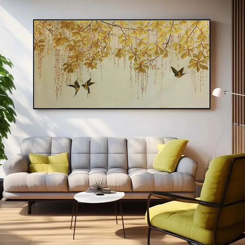 Birds and Vine Textured Painting