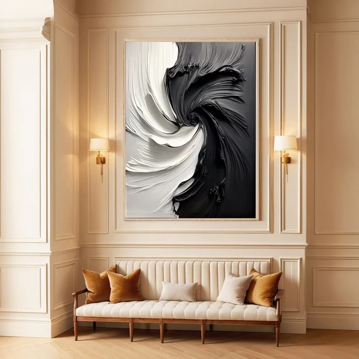 Monochrome Whirl Abstract Painting