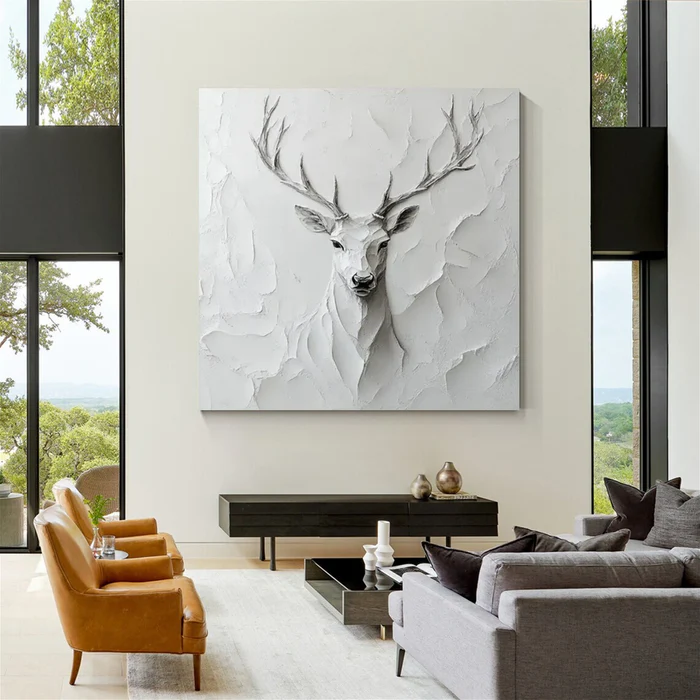 Silent Grace Deer Textured Painting #AR013