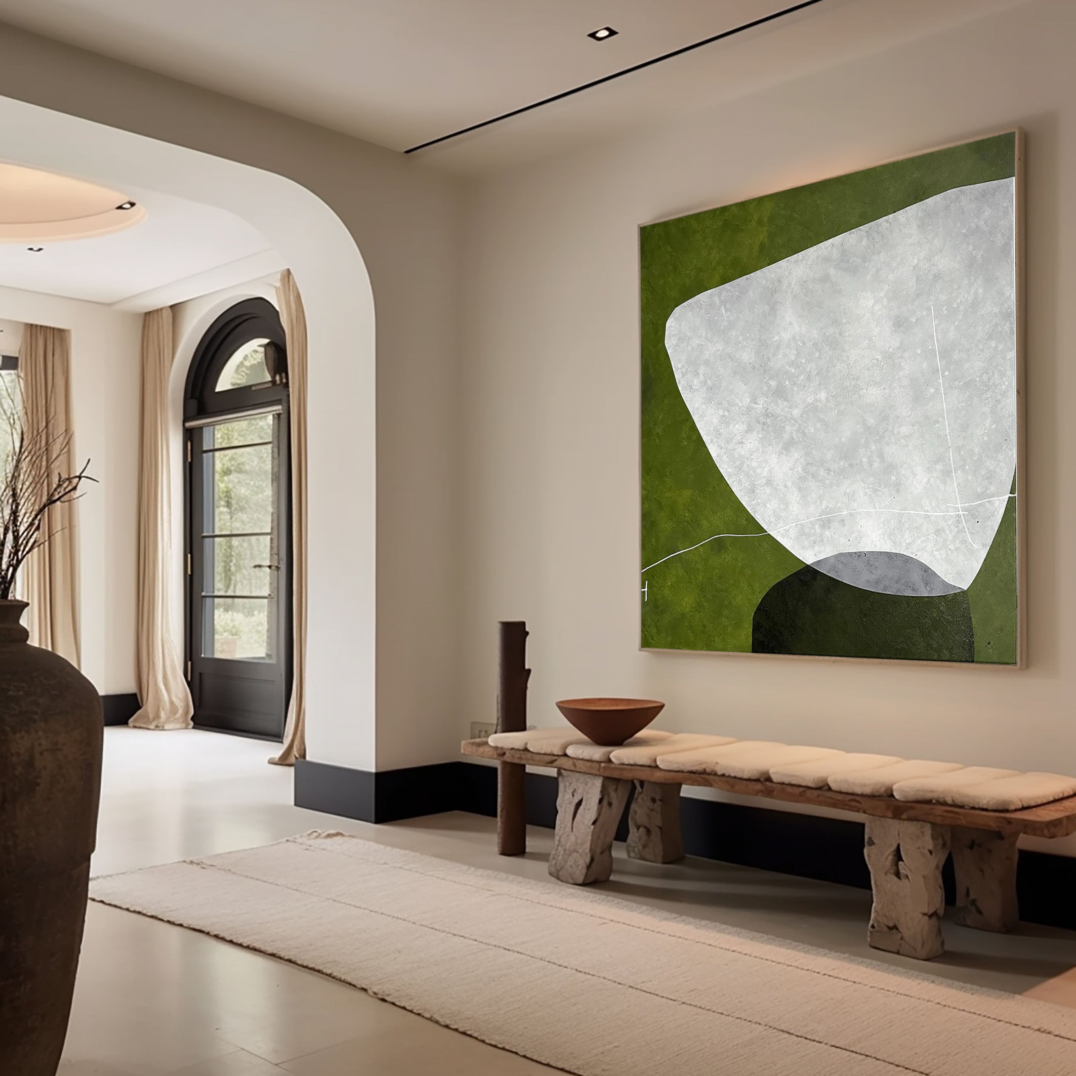 Olive Stillness Abstract Painting