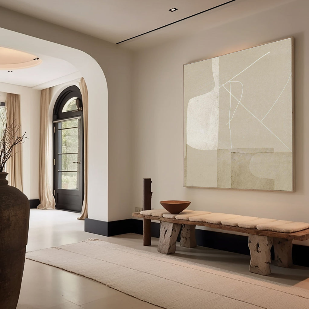 Soft Taupe Minimal Abstract Painting