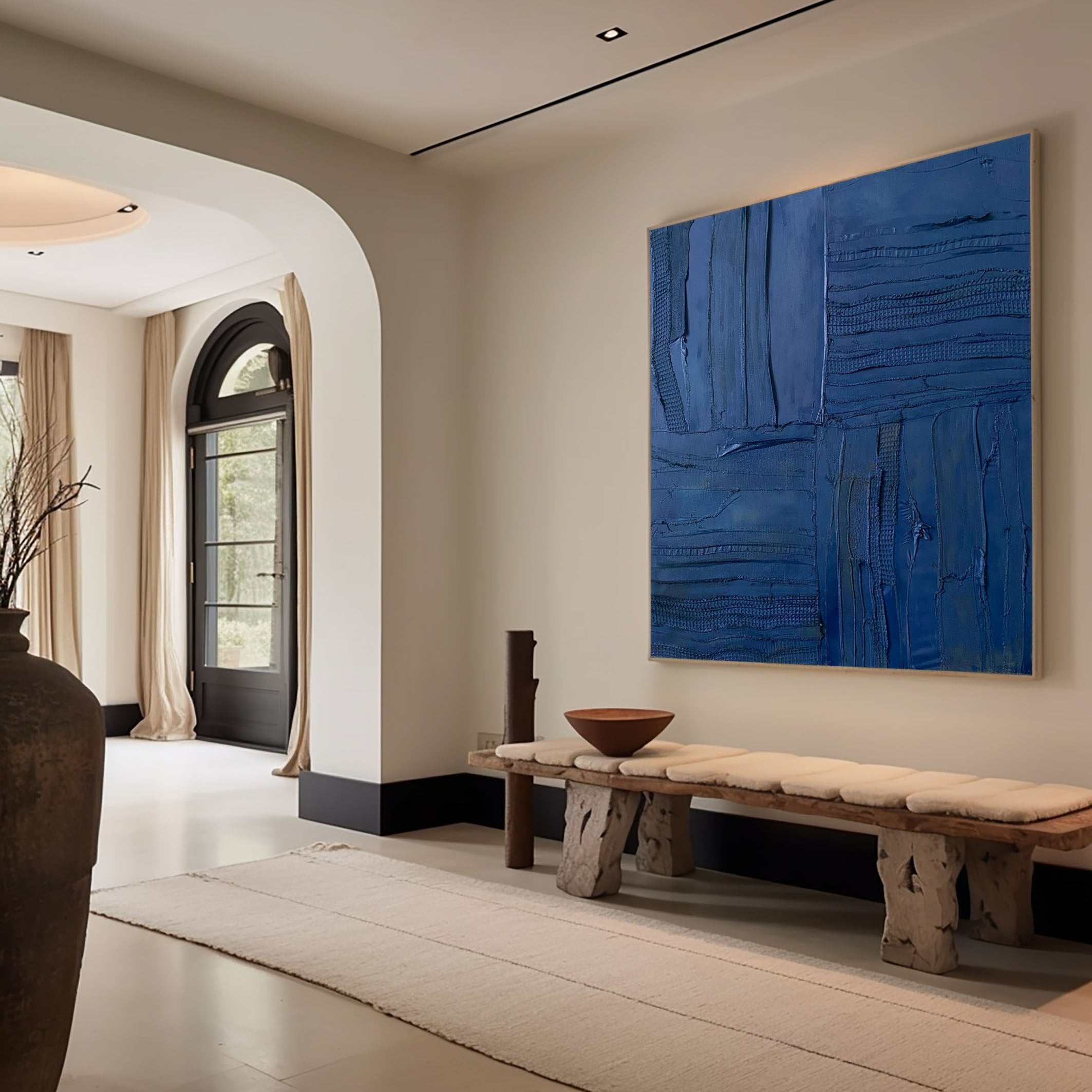 Midnight Indigo Textured Abstract Painting