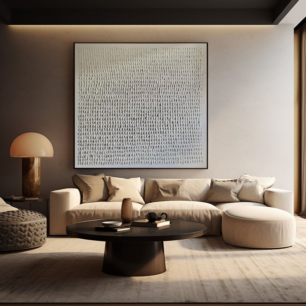 Silent Rhythm White Abstract Painting