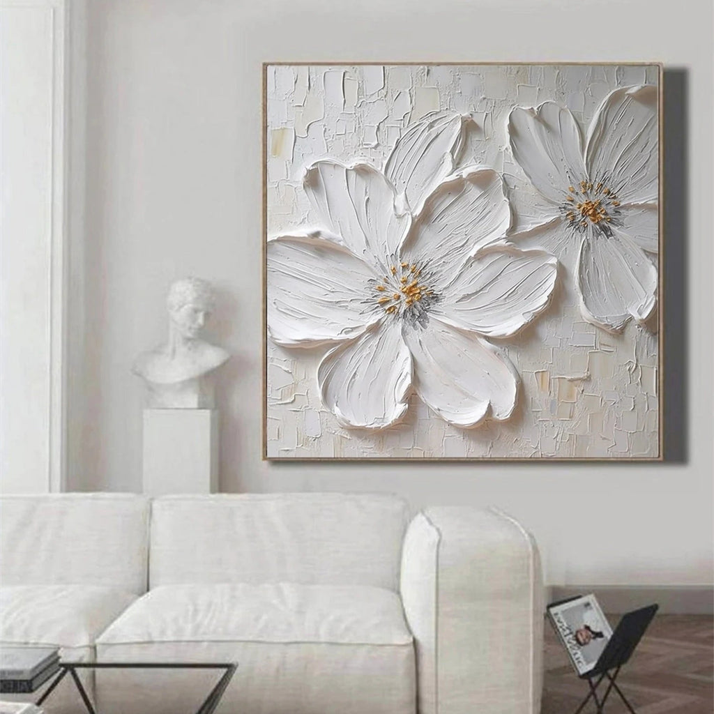 Ivory Petal Whisper Floral Abstract Painting