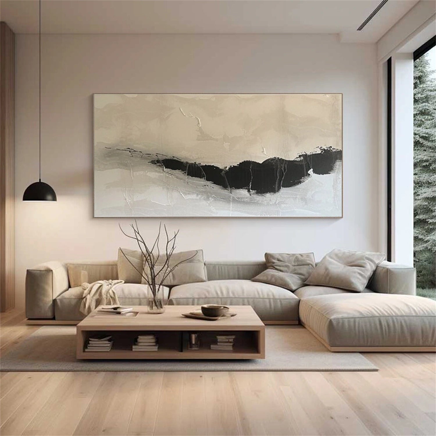 Silent Horizon Beige Abstract Painting