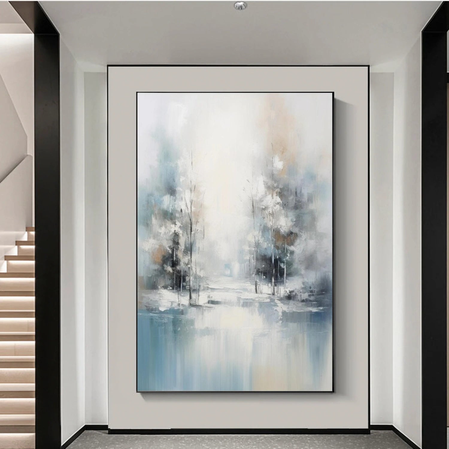 Silent Morning Mist Lake Abstract Painting