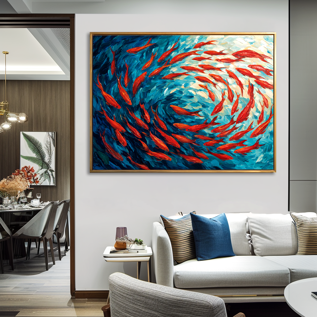 Red Fish Abstract Ocean Painting #ART02