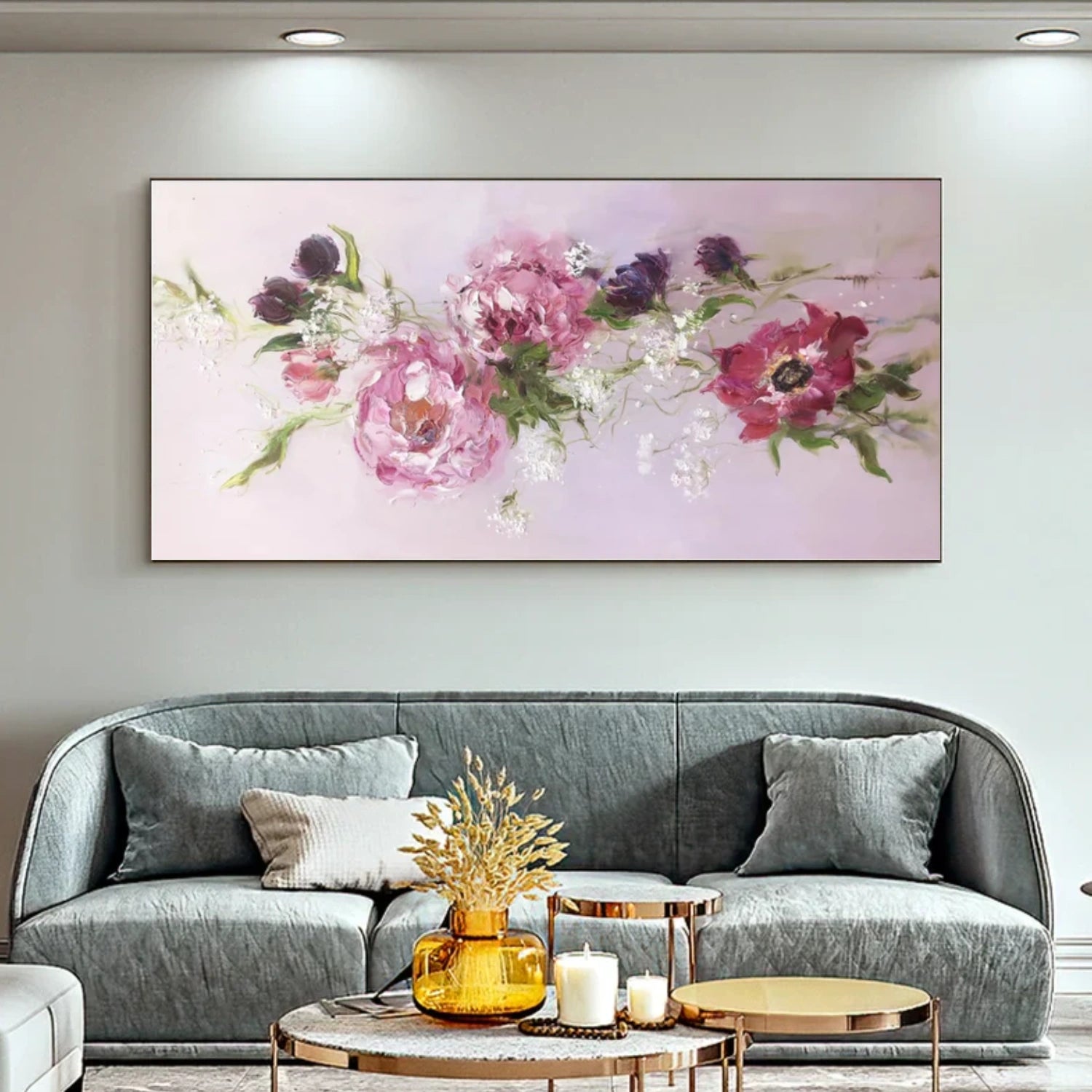 Blush Bloom Garden – Textured Floral Painting