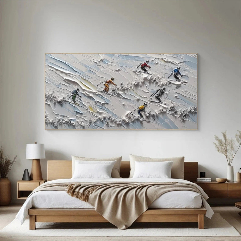Powder Rush – Skiers Textured Winter Painting