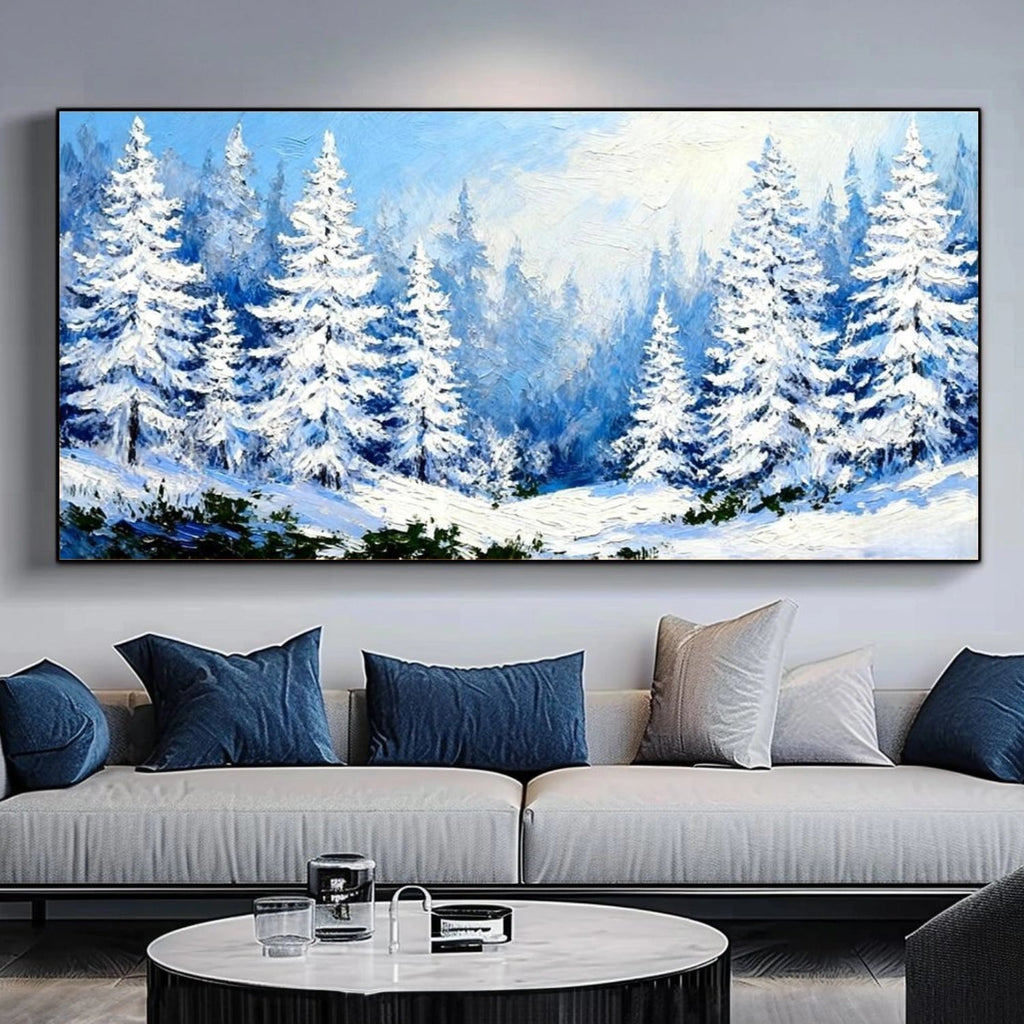 Silent Frost Pine Forest Abstract Painting