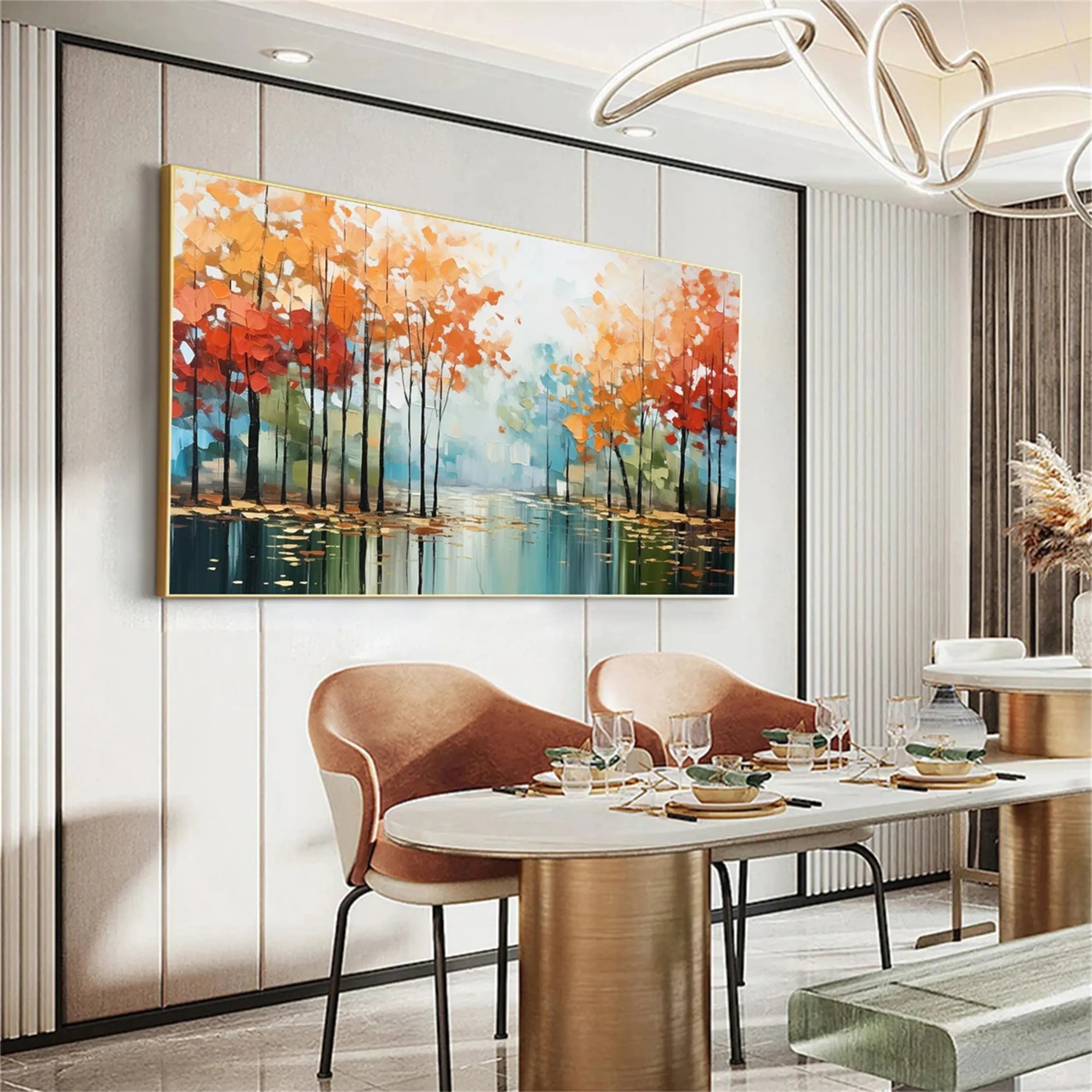 Autumn Stillwater Forest Abstract Painting