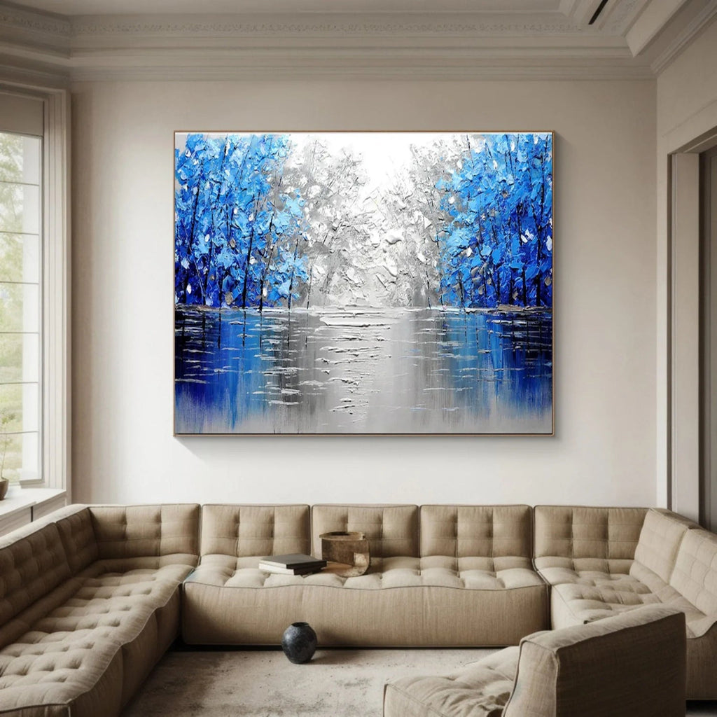 Azure Stillness Lake Abstract Painting