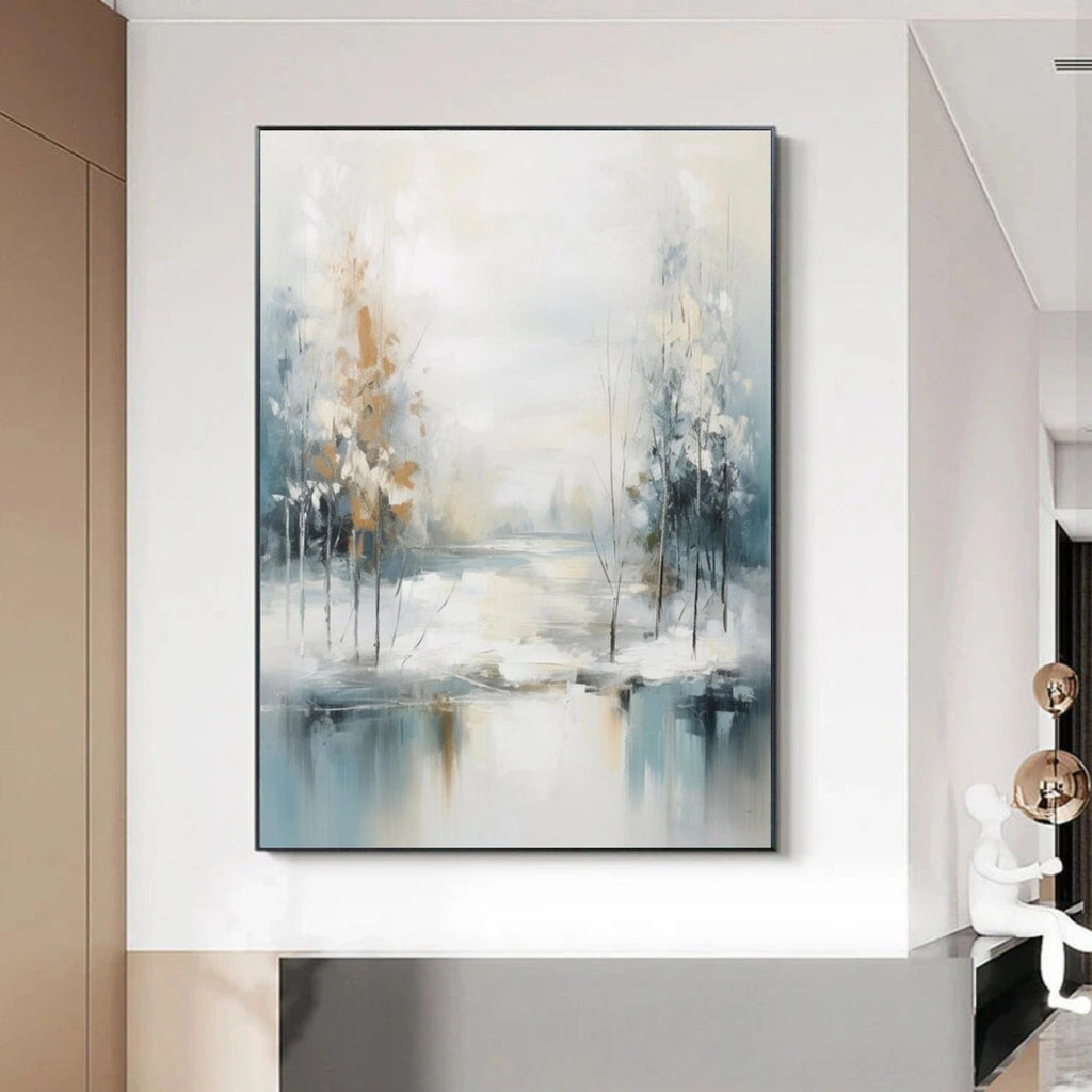 Pale Dawn Lake Reflection Painting