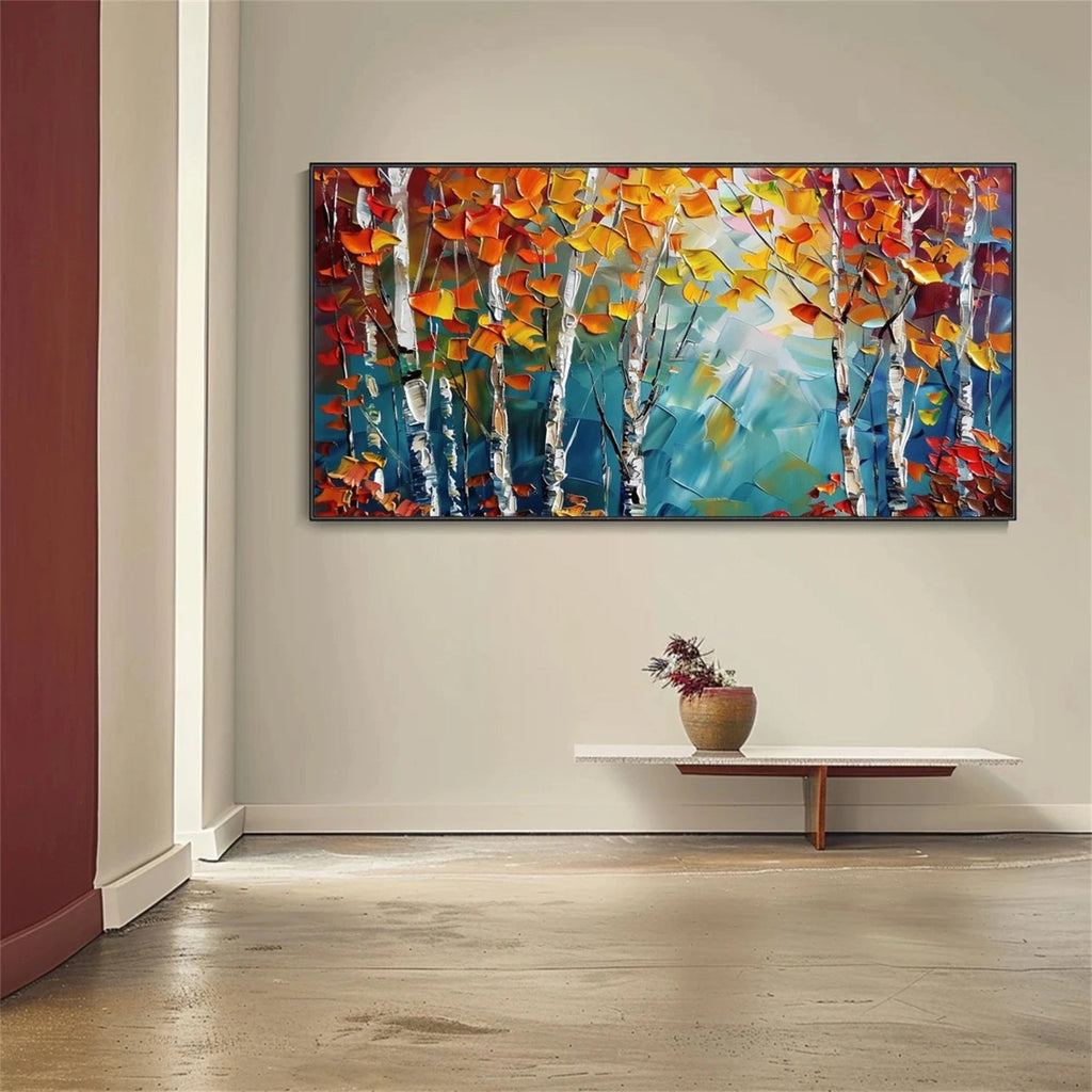 Amber Whisper Birch Forest Painting