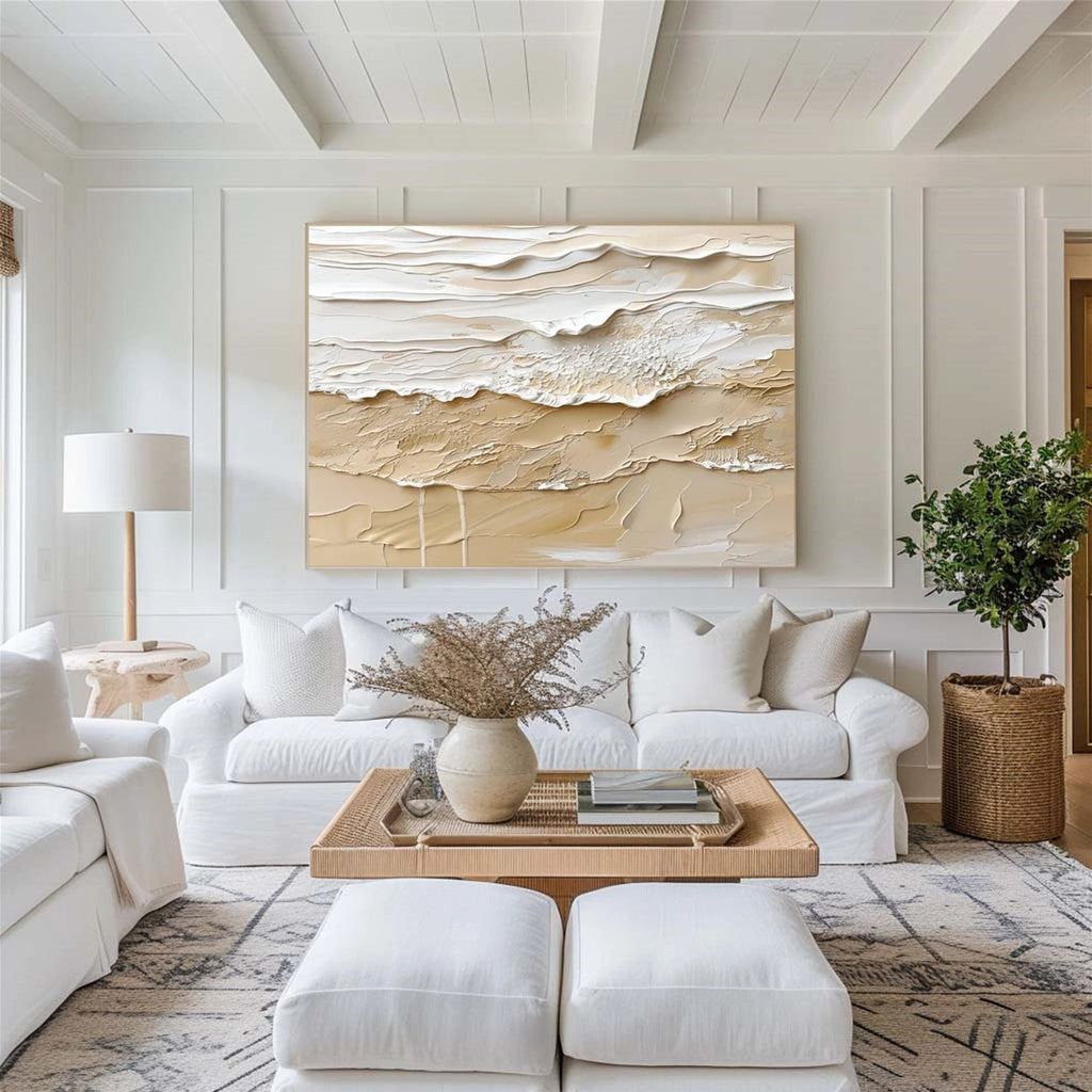 Sand Dune Beige Textured Abstract Painting