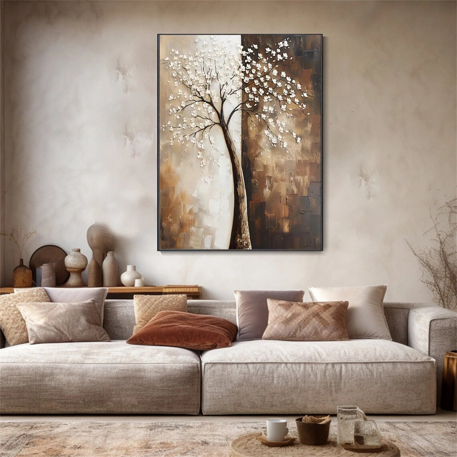Ivory Divide Blossom Tree Painting