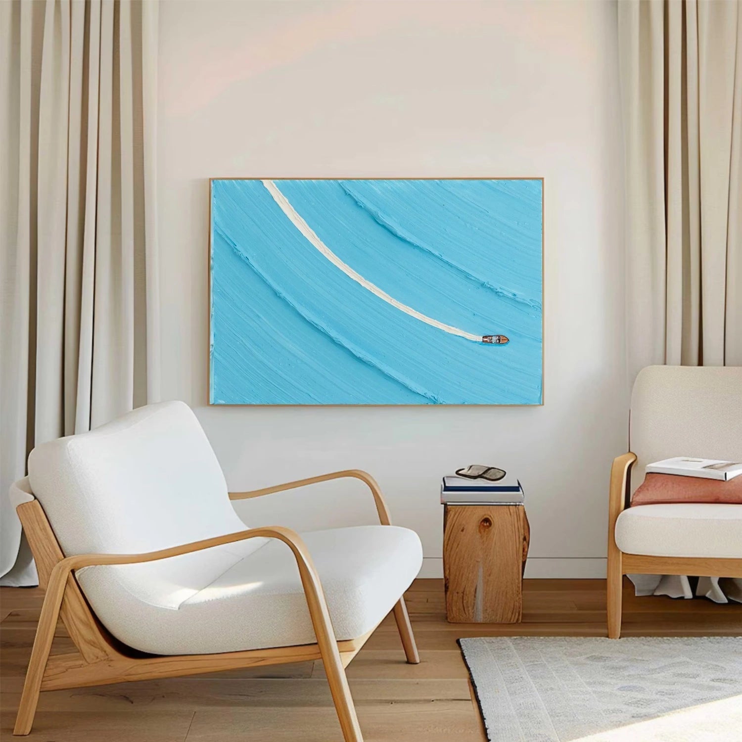 Azure Wake Minimal Seascape Painting