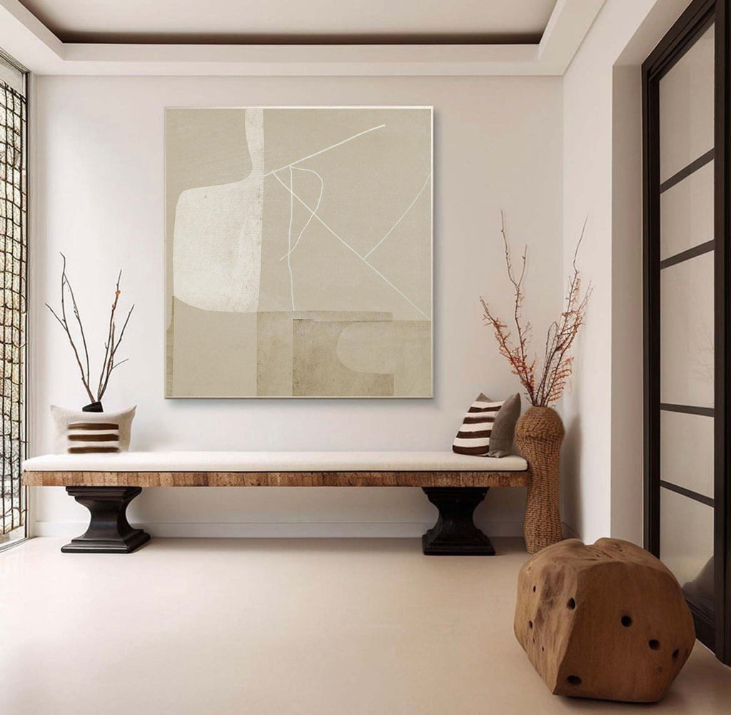 Soft Taupe Minimal Abstract Painting