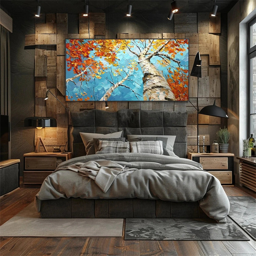 Autumn Sky Birch Abstract Painting