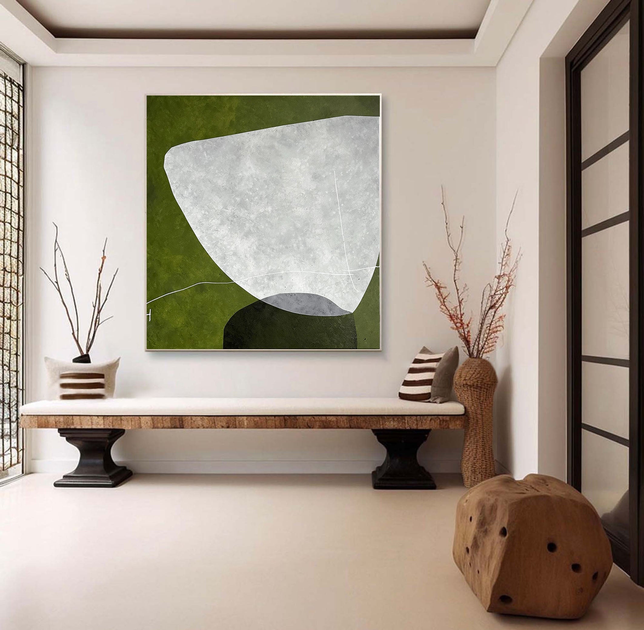 Olive Stillness Abstract Painting