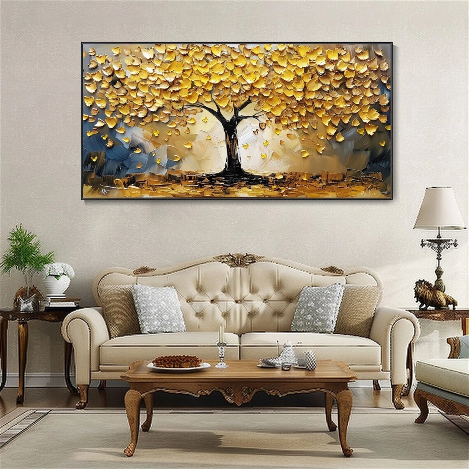 Golden Harvest Tree Abstract Painting