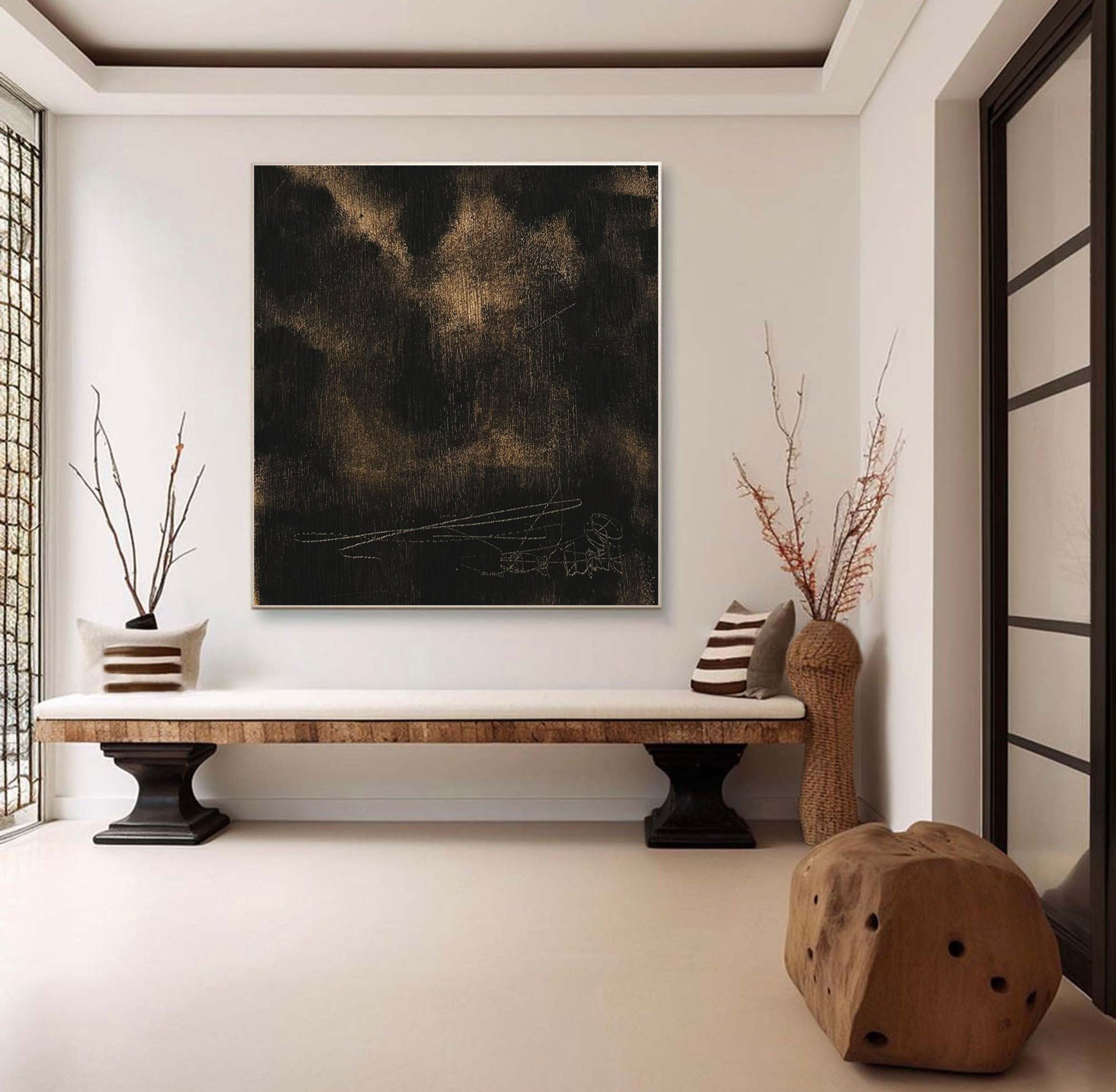Gilded Nightfall Abstract Painting