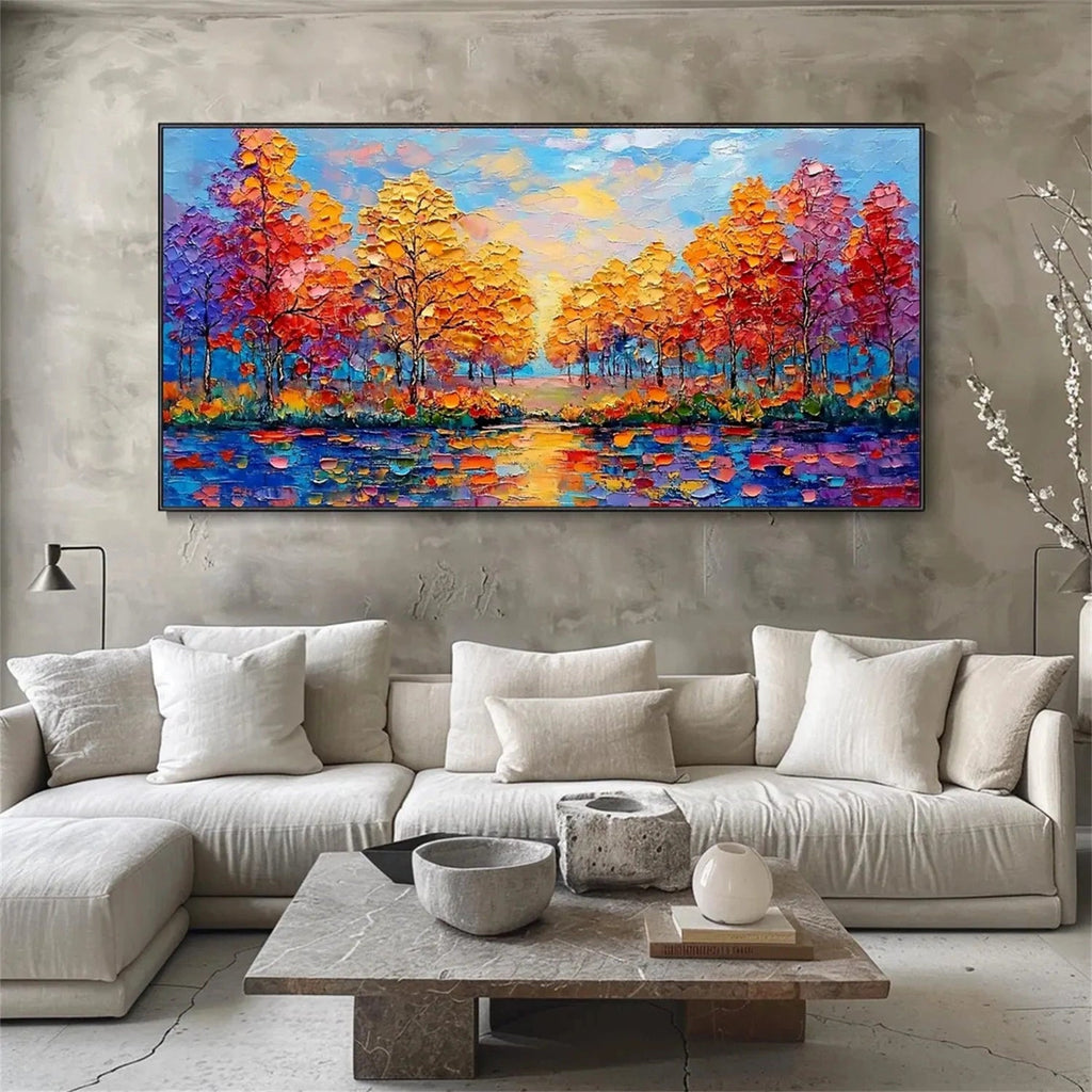 Autumn Glow Lake Abstract Painting