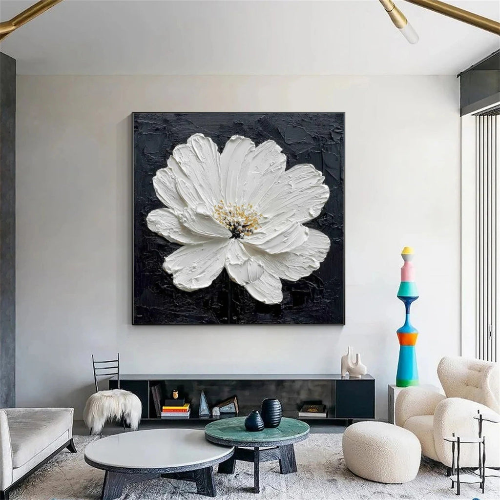 Ivory Bloom Textured Floral Painting