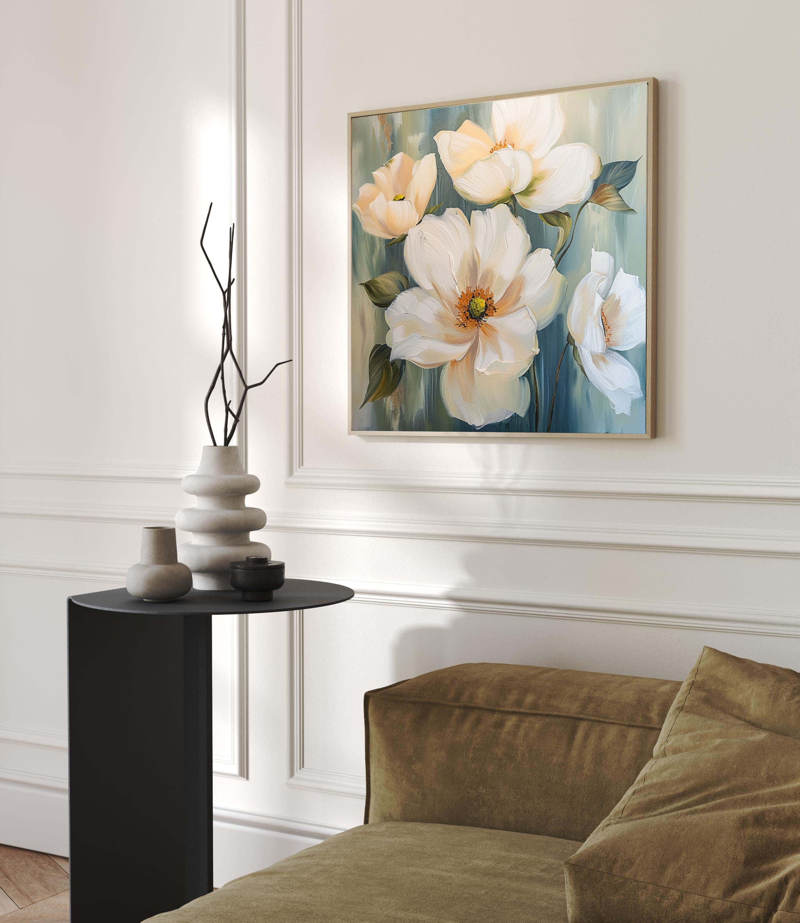 Ivory Bloom Serenity Floral Painting